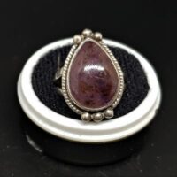 cacoxonite teardrop shape in decorative silver setting ring 1