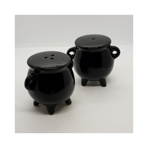 cauldron shaped cruet set in black