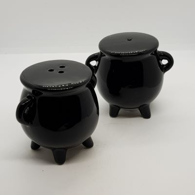 cauldron shaped cruet set in black