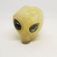 citrine alien head with labradorite eyes