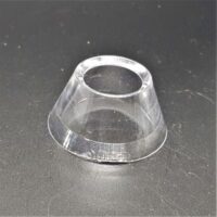 small clear plastic cone shaped crystal stand