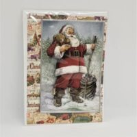 3d decoupage father christmas with teddy bear christmas card hand made