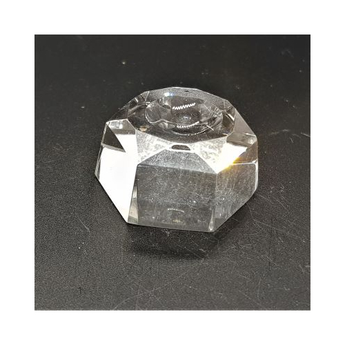 small faceted glass stand for crystal spheres