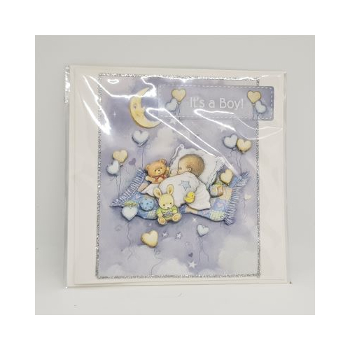 3d decoupage it's a boy baby on blanket card hand made