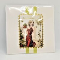 lady in red christmas card hand made