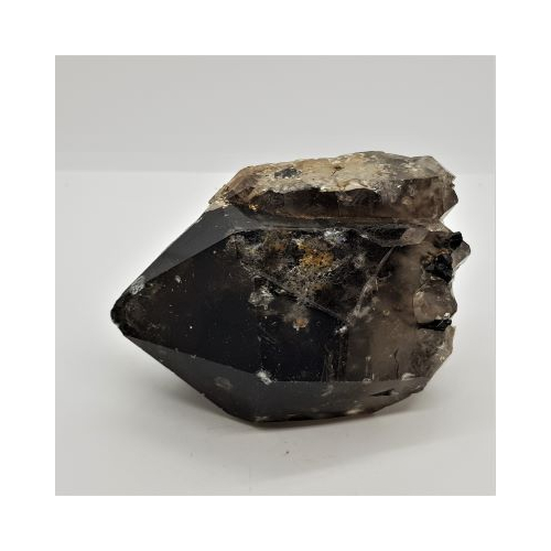 smokey quartz 1 side view with second crystal on top
