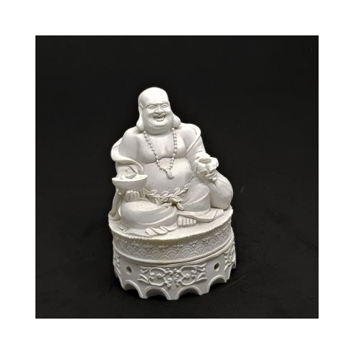 resin laughing buddha large cone incense burner