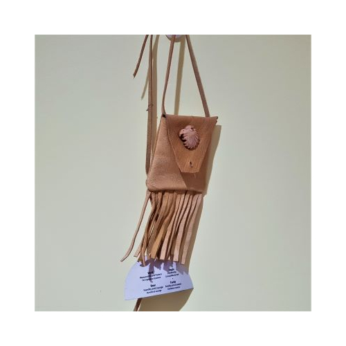native american made leather medicine pouch with eagle totem
