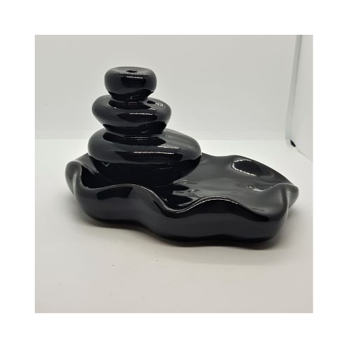piled pebble black back flow cone burner