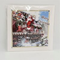 3d decoupage santa on a train christmas card hand made