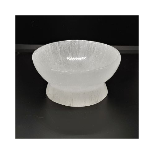 small selenite bowl on stand
