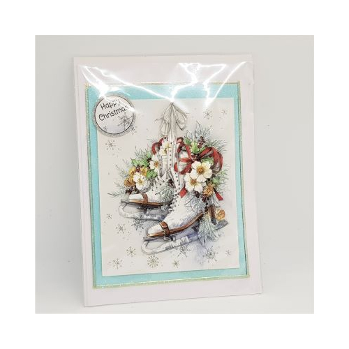 3d decoupage ice skates christmas card hand made