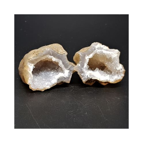 two halves of a small geode 6