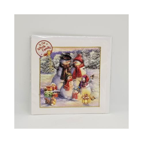 snowman family christmas card 3d decoupage hand made