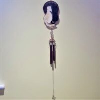 black and white cat wind chime