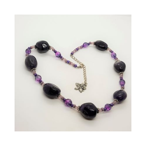 native american amethyst and bead necklace cl