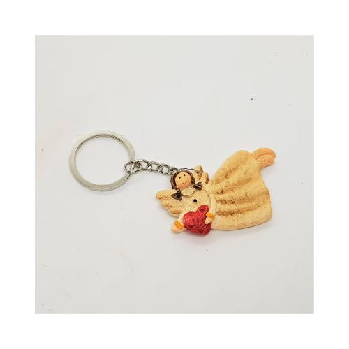 angel with heart key ring