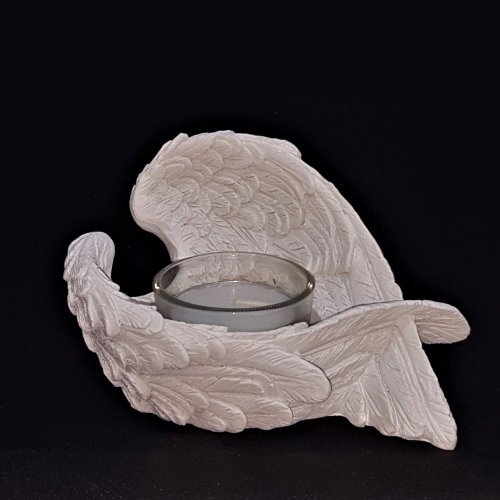 ivory angel wings t lite holder side view