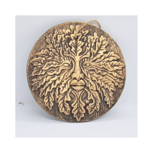 bronzed finish green man plaque