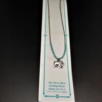 native american made silver and turquoise buffalo necklace