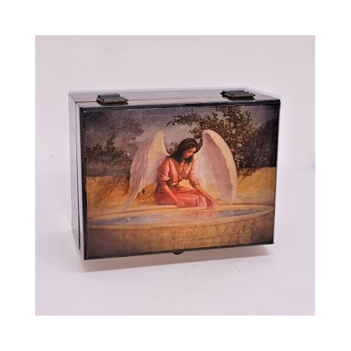 small box with fairy looking into bowl of water design top view