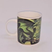 ceramic mug green forest dragon design