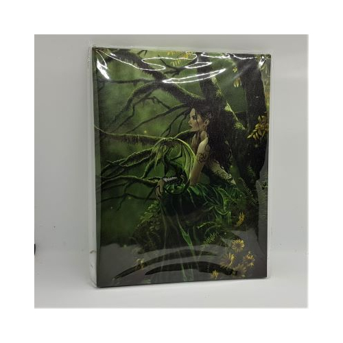 small picture of woman and green dragon