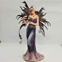 grey carnival fairy resin figure with detachable metal wings
