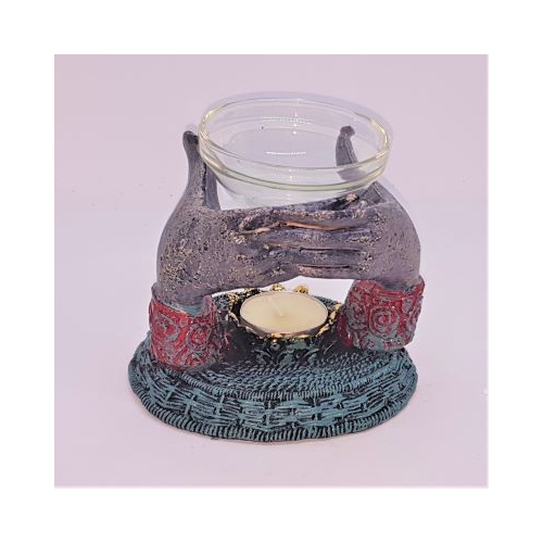 touching hands oil burner