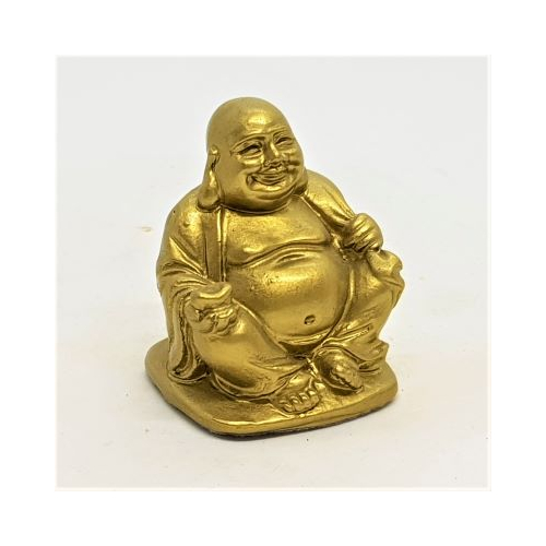 mini gold coloured laughing buddha