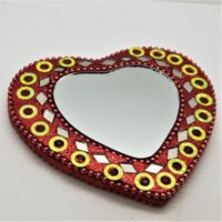 red indian mirror and sequin heart shaped small mirror
