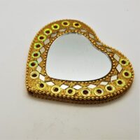 yellow indian mirror and sequin heart shaped small mirror