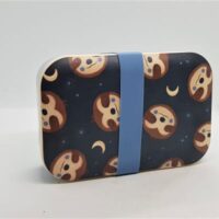 sleepy sloth patterned bamboo lunchbox top view
