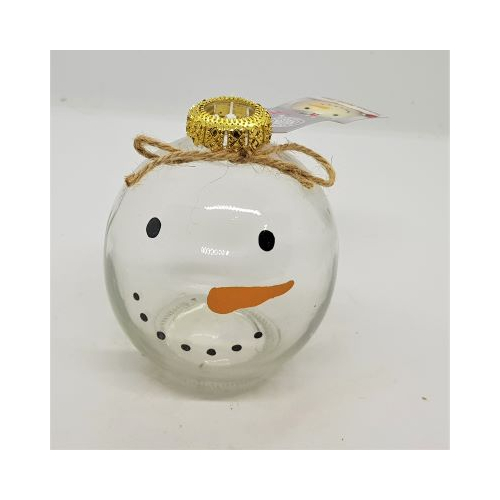 snowman christmas bauble shaped glass