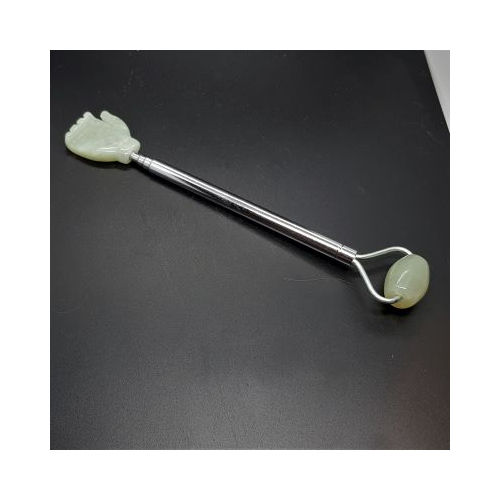 telescopic jade back scratcher and facial roller