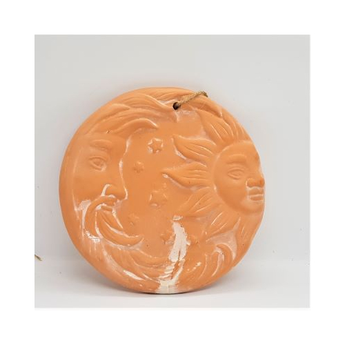 terracotta moon and sun plaque