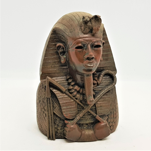 brown colour resin bust of tutankhamun