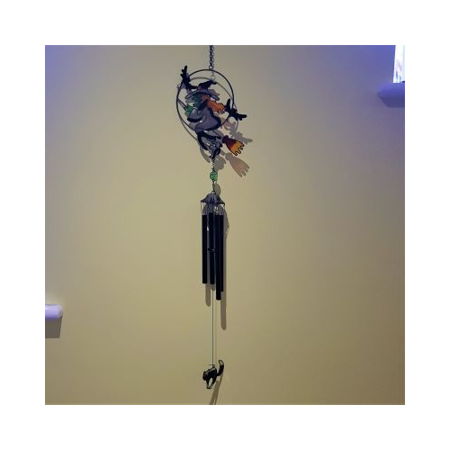 witch on broom windchime