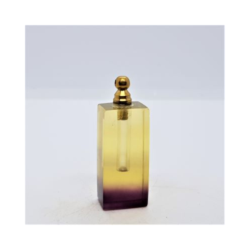 rectangular small yellow and purple fluorite perfume bottle 5 side view