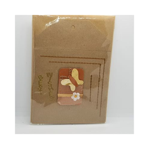 brown card best wishes with butterfly
