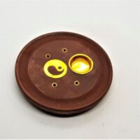 wooden round cone and stick burner dish with yin yang design