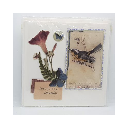 3d decoupage card flowers and bird just to say thanks