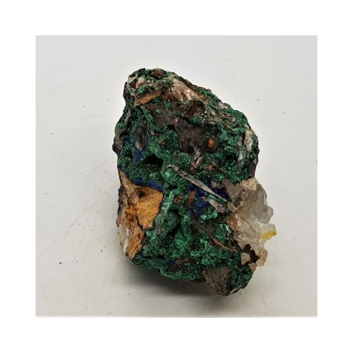 malachite and azurite on matrix side view