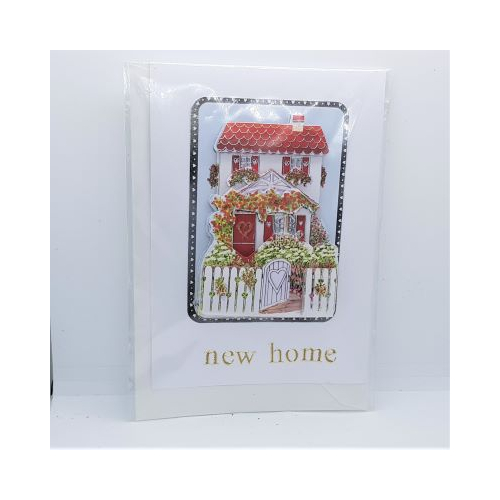 3d decoupage card of a house words new home