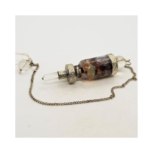 chakra mixed stone and crystal point pendulum