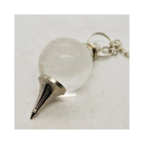 quartz sphere and metal point pendulum close up