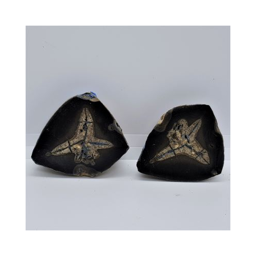 small septarian halved mini geode inside view of both halves 2e