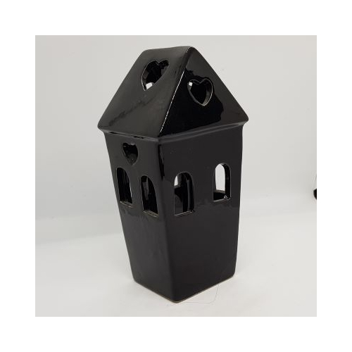 Black ceramic lantern front view