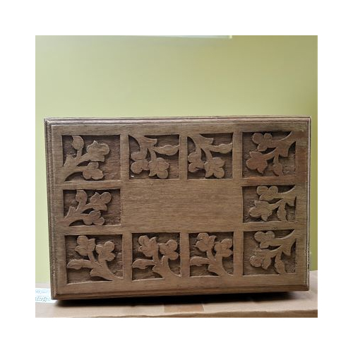 wooden box flower design lid 1