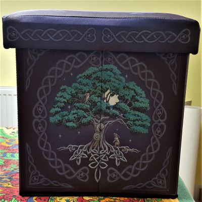 box stool with Celtic tree design 1
